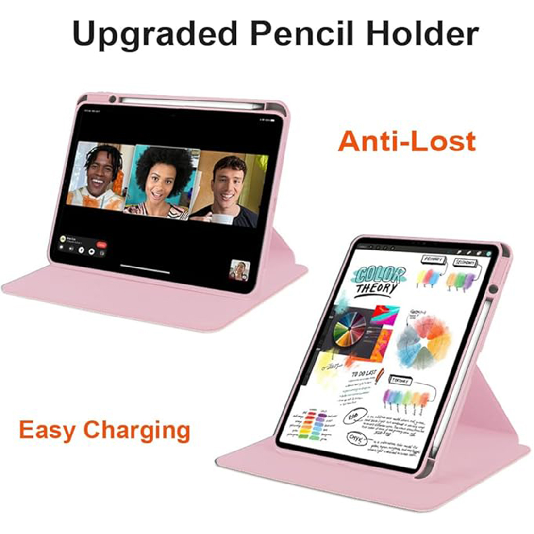 FUNDA CASE PROTECTOR GIRATORIO IMANTADO PARA IPAD 10.2' (7MA, 8VA Y 9NA GEN) - ROSADO - 4