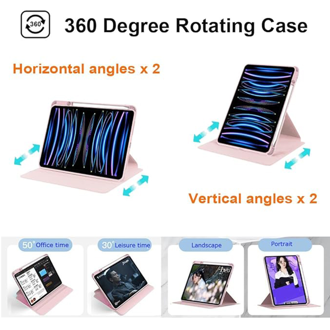 FUNDA CASE PROTECTOR GIRATORIO IMANTADO PARA IPAD 10.2' (7MA, 8VA Y 9NA GEN) - ROSADO - 6
