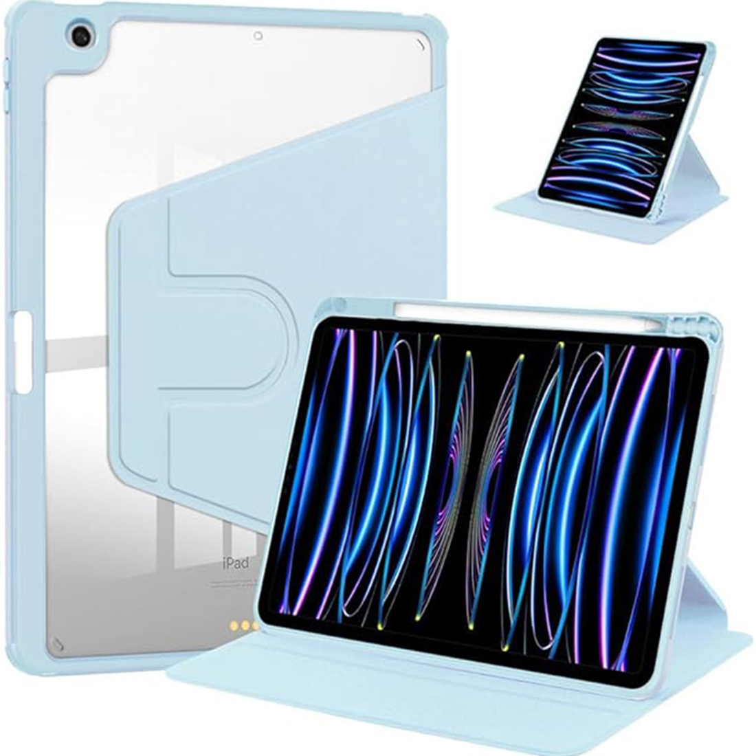 FUNDA CASE PROTECTOR GIRATORIO IMANTADO PARA IPAD 10.2' (7MA, 8VA Y 9NA GEN) - CELESTE - 1