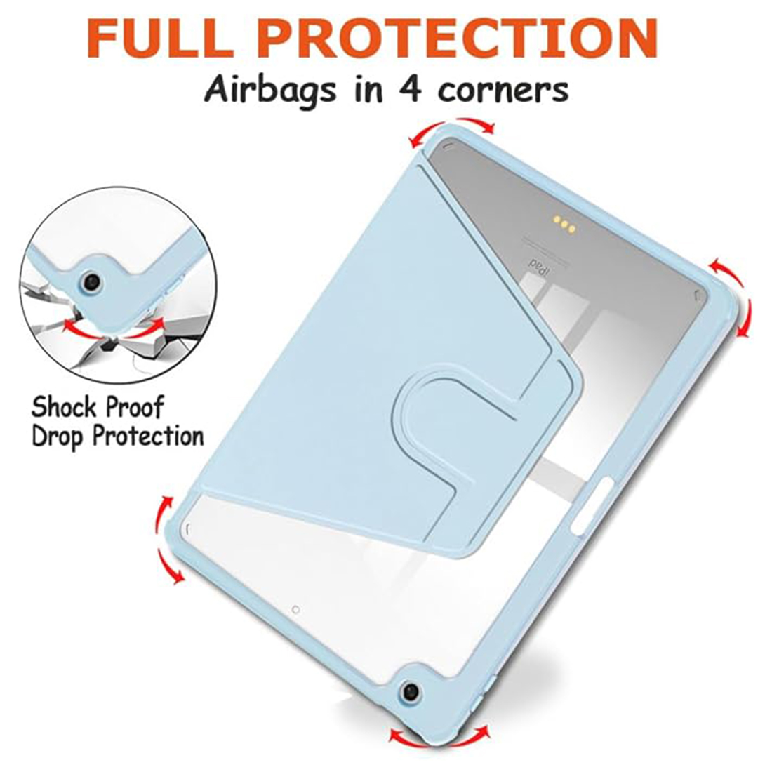 FUNDA CASE PROTECTOR GIRATORIO IMANTADO PARA IPAD 10.2' (7MA, 8VA Y 9NA GEN) - CELESTE - 3