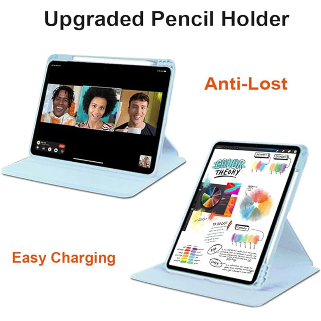 FUNDA CASE PROTECTOR GIRATORIO IMANTADO PARA IPAD 10.2' (7MA, 8VA Y 9NA GEN) - CELESTE - 4