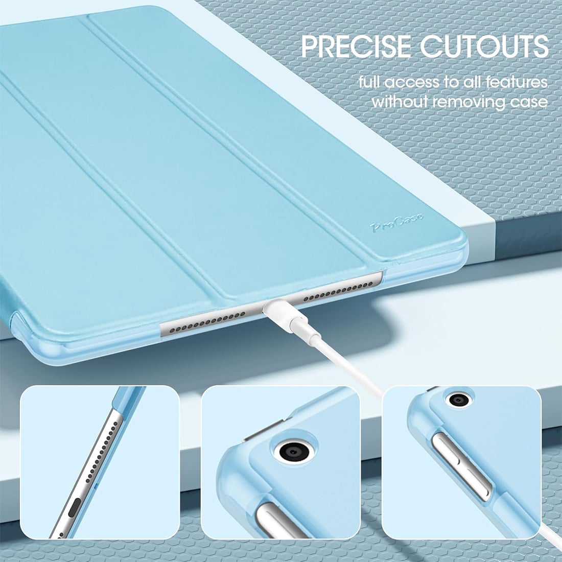 FUNDA CASE PROTECTOR SLIM PARA IPAD 10.2' (7MA, 8VA Y 9NA GEN) - CELESTE - 2