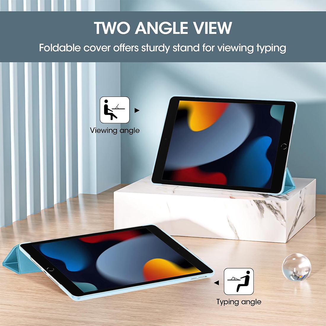 FUNDA CASE PROTECTOR SLIM PARA IPAD 10.2' (7MA, 8VA Y 9NA GEN) - CELESTE - 5