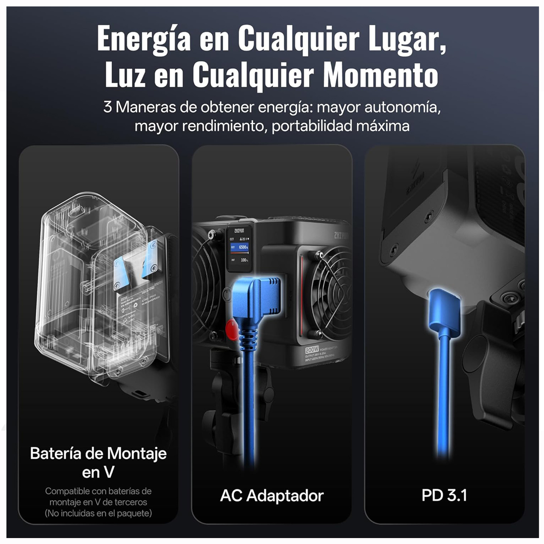 LUZ DE VIDEO ZHOYUN MOLUS X200 BICOLOR 200W MONTURA BOWENS - 5