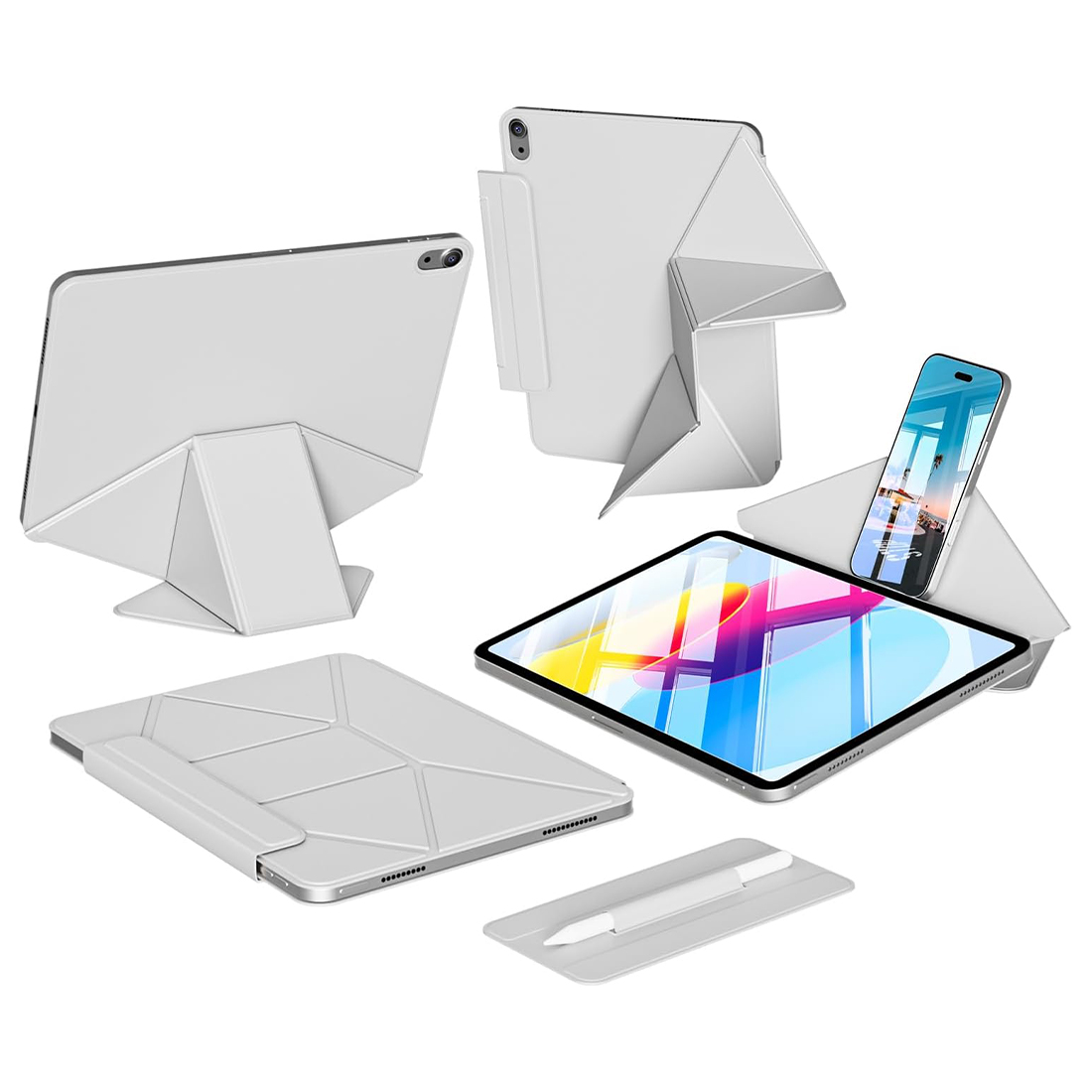 FUNDA  SLIM CASE PROTECTOR ORIGAMI  PARA IPAD 10 MA (2022) Y A16 (2025) - GRIS - 1