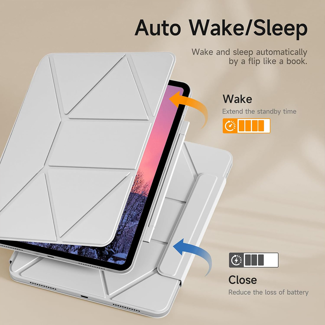 FUNDA  SLIM CASE PROTECTOR ORIGAMI  PARA IPAD 10 MA (2022) Y A16 (2025) - GRIS - 6