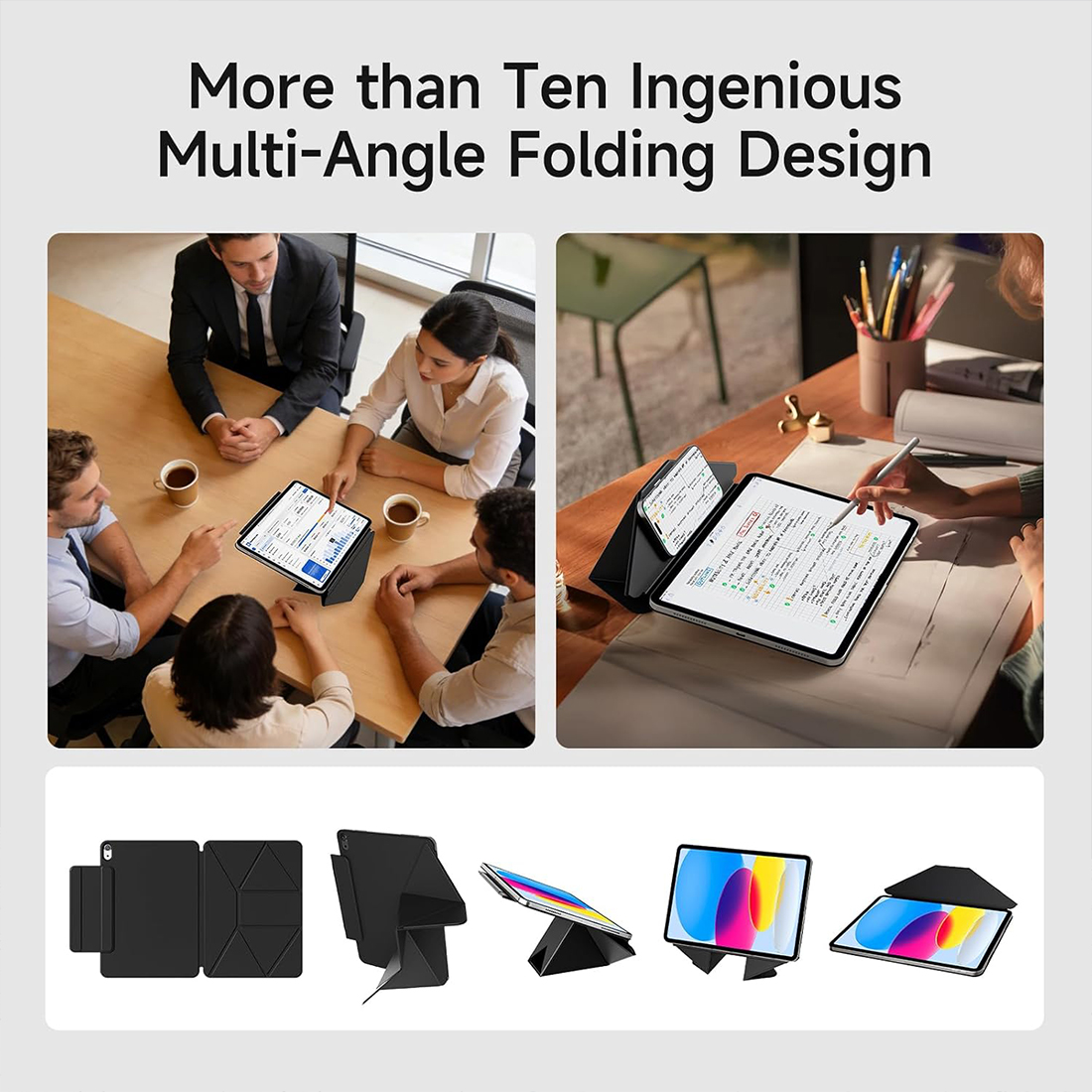 FUNDA SLIM CASE PROTECTOR ORIGAMI PARA IPAD 10 MA (2022) Y A16 (2025) - NEGRO - 3
