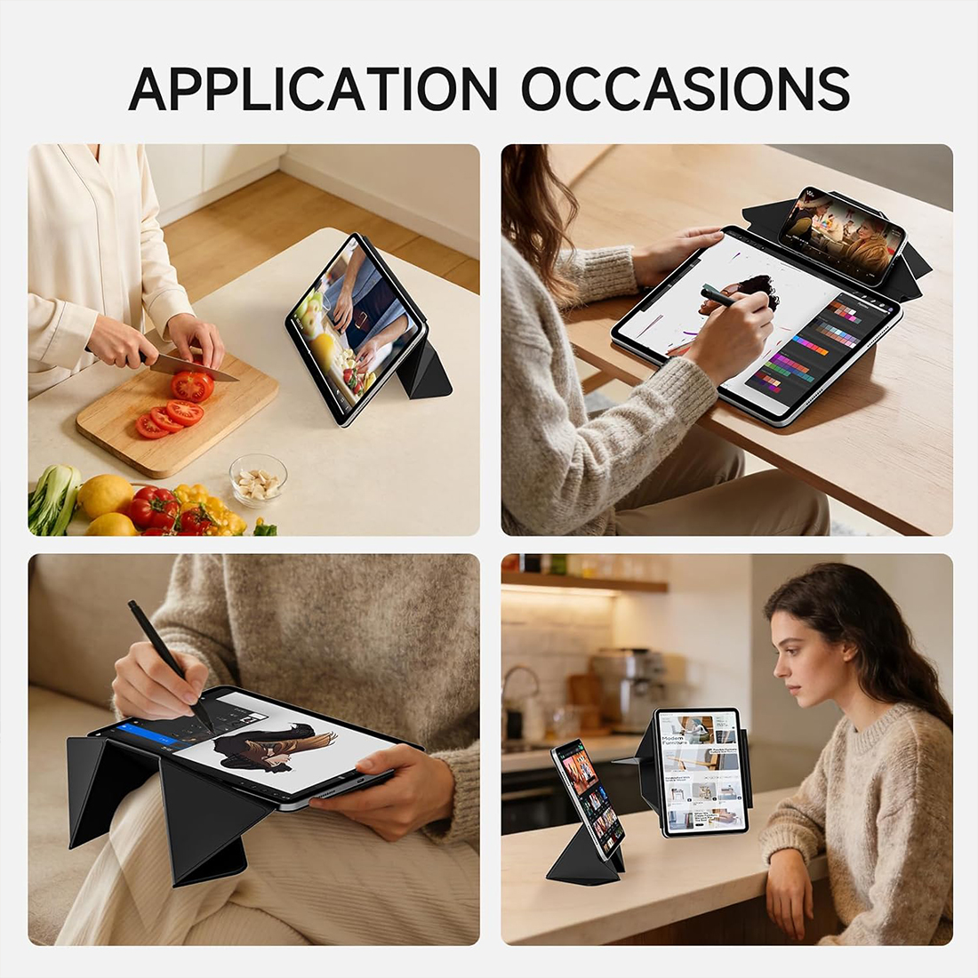 FUNDA SLIM CASE PROTECTOR ORIGAMI PARA IPAD 10 MA (2022) Y A16 (2025) - NEGRO - 7