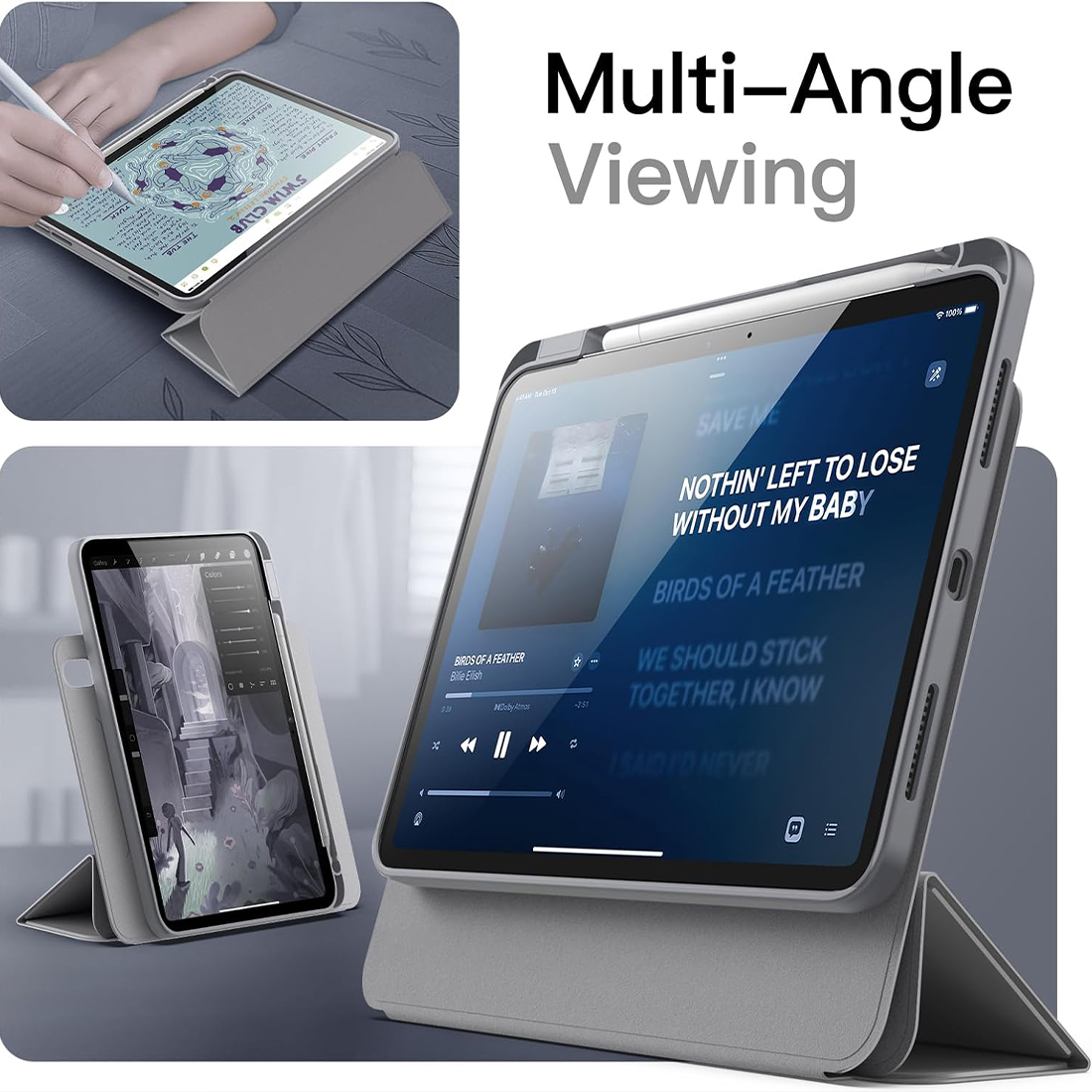 FUNDA CASE PROTECTOR HIBRIDO IMANTADO PARA IPAD A16 IPAD A16 (2025) IPAD 10 (2022) - GRAY - 3