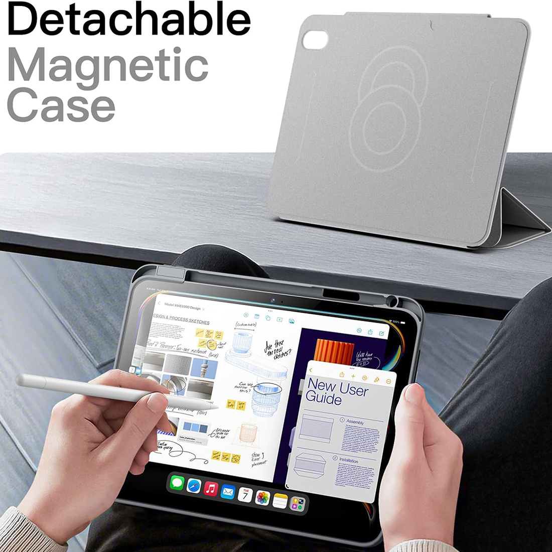 FUNDA CASE PROTECTOR HIBRIDO IMANTADO PARA IPAD A16 IPAD A16 (2025) IPAD 10 (2022) - GRAY - 4