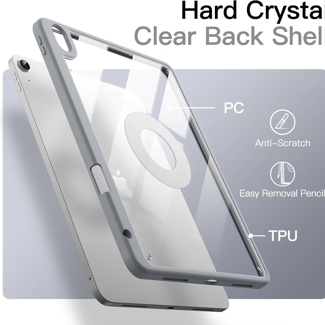 FUNDA CASE PROTECTOR HIBRIDO IMANTADO PARA IPAD A16 IPAD A16 (2025) IPAD 10 (2022) - GRAY - 6
