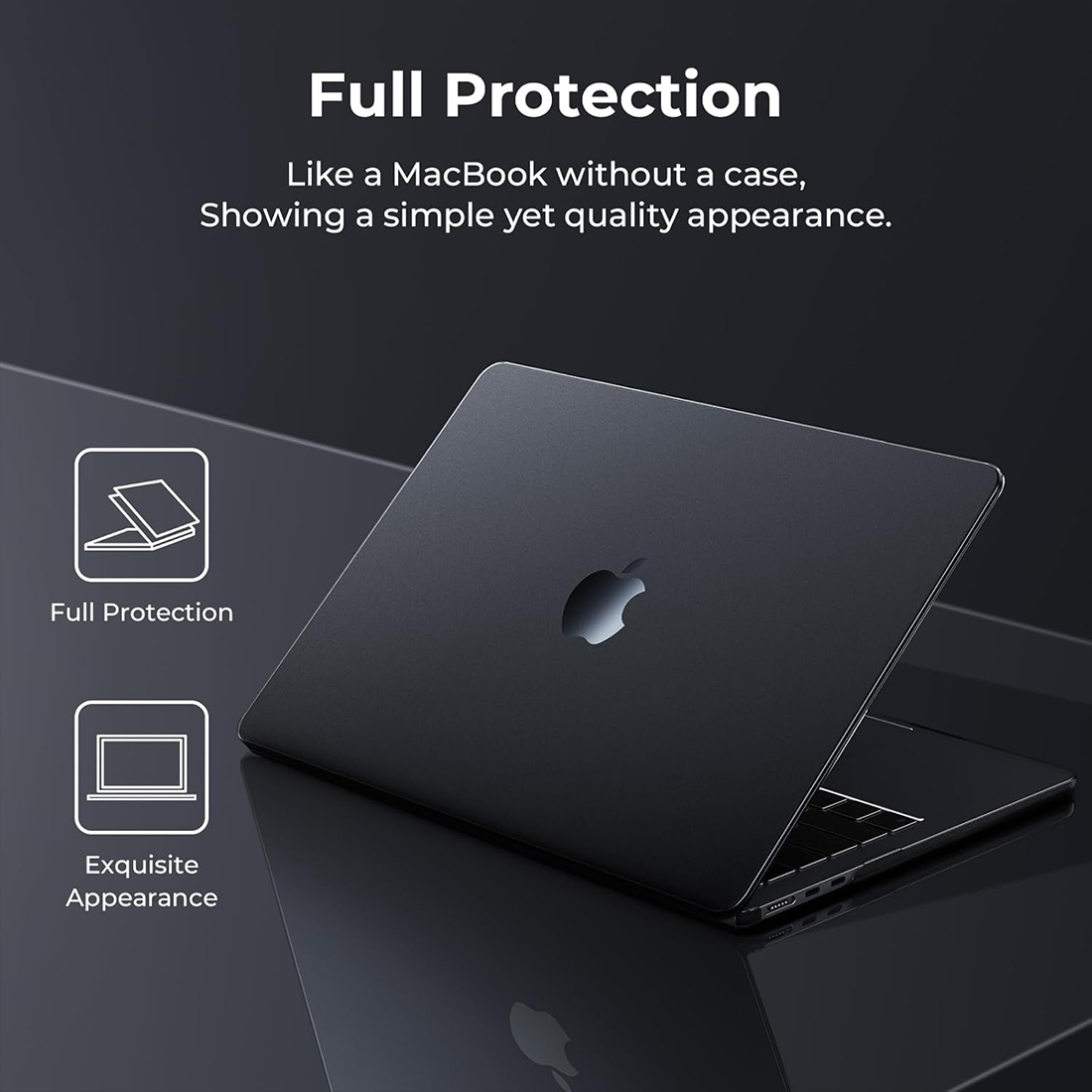 FUNDA CASE PROTECTOR ACRILICO MACBOOCK AIR 13.6 CHIP M2/M3/M4/M5 (2022/2026) - NEGRO MATE - 6