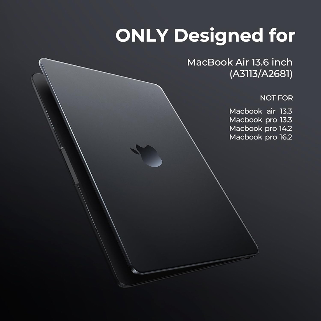 FUNDA CASE PROTECTOR ACRILICO MACBOOCK AIR 13.6 CHIP M2/M3/M4/M5 (2022/2026) - NEGRO MATE - 8