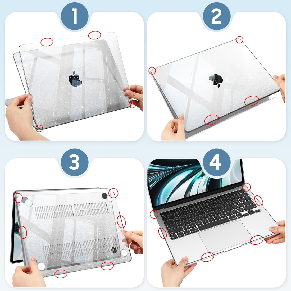 FUNDA CASE PROTECTOR ACRILICO MACBOOCK AIR 13.6 CHIP M2/M3/M4/M5 (2022/2026) - GLITTER - 6