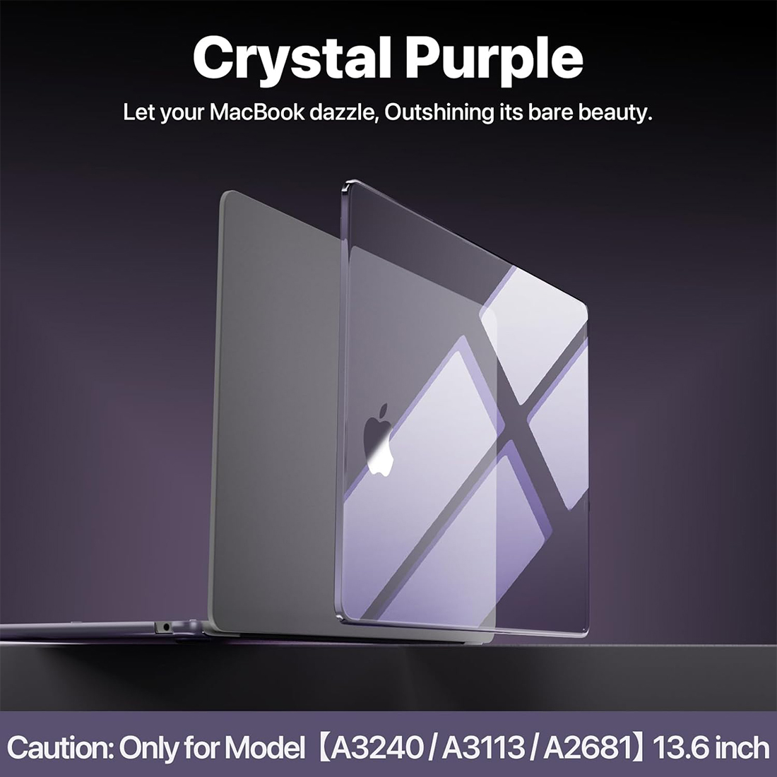 FUNDA CASE PROTECTOR ACRILICO MACBOOCK AIR 13.6 CHIP M2/M3/M4/M5 (2022/2026) - LILA - 2