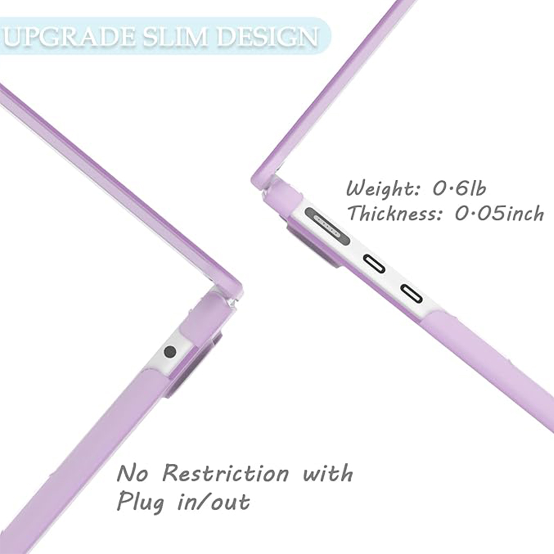 FUNDA CASE PROTECTOR ACRILICO MACBOOCK AIR 13.6 CHIP M2/M3/M4/M5 (2022/2026) - LILA MATE - 5