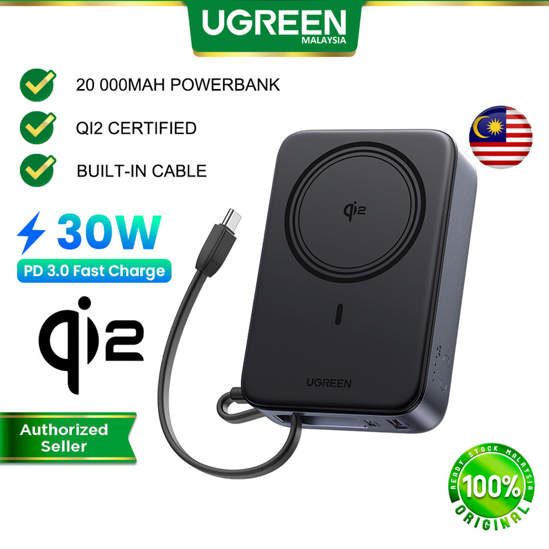 UGREEN MAGNETIC WIRELESS POWER BANK QI2 20000 MAH 30W - 7