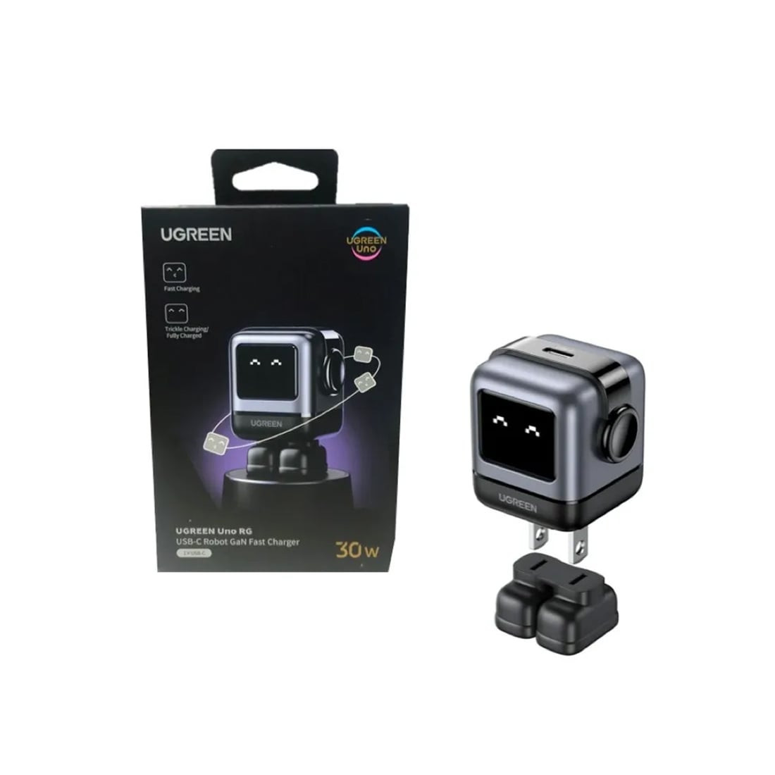 ADAPTADOR UGREEN UNO RG 30W 1 PUERTO DE CARGA USB-C FAST CHARGE - GRIS OSCURO - 2