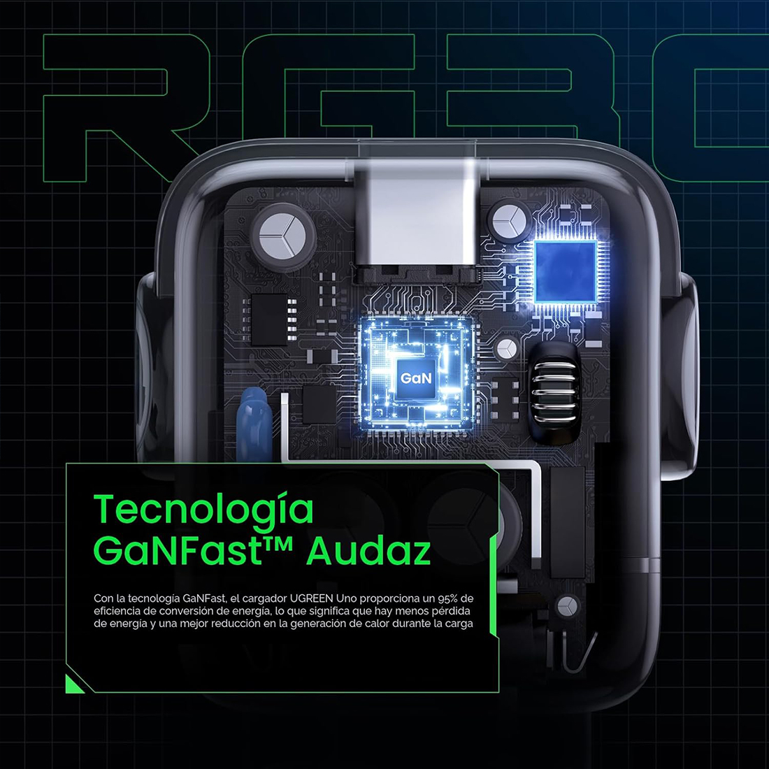 ADAPTADOR UGREEN UNO RG 30W 1 PUERTO DE CARGA USB-C FAST CHARGE - GRIS OSCURO - 8