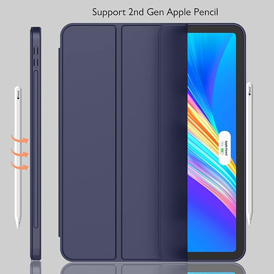 FUNDA CASE PROTECTOR IPAD PRO DE 12.9' (6/5/4 GEN) CON SOPORTE LÁPIZ - AZUL OSCURO - 2