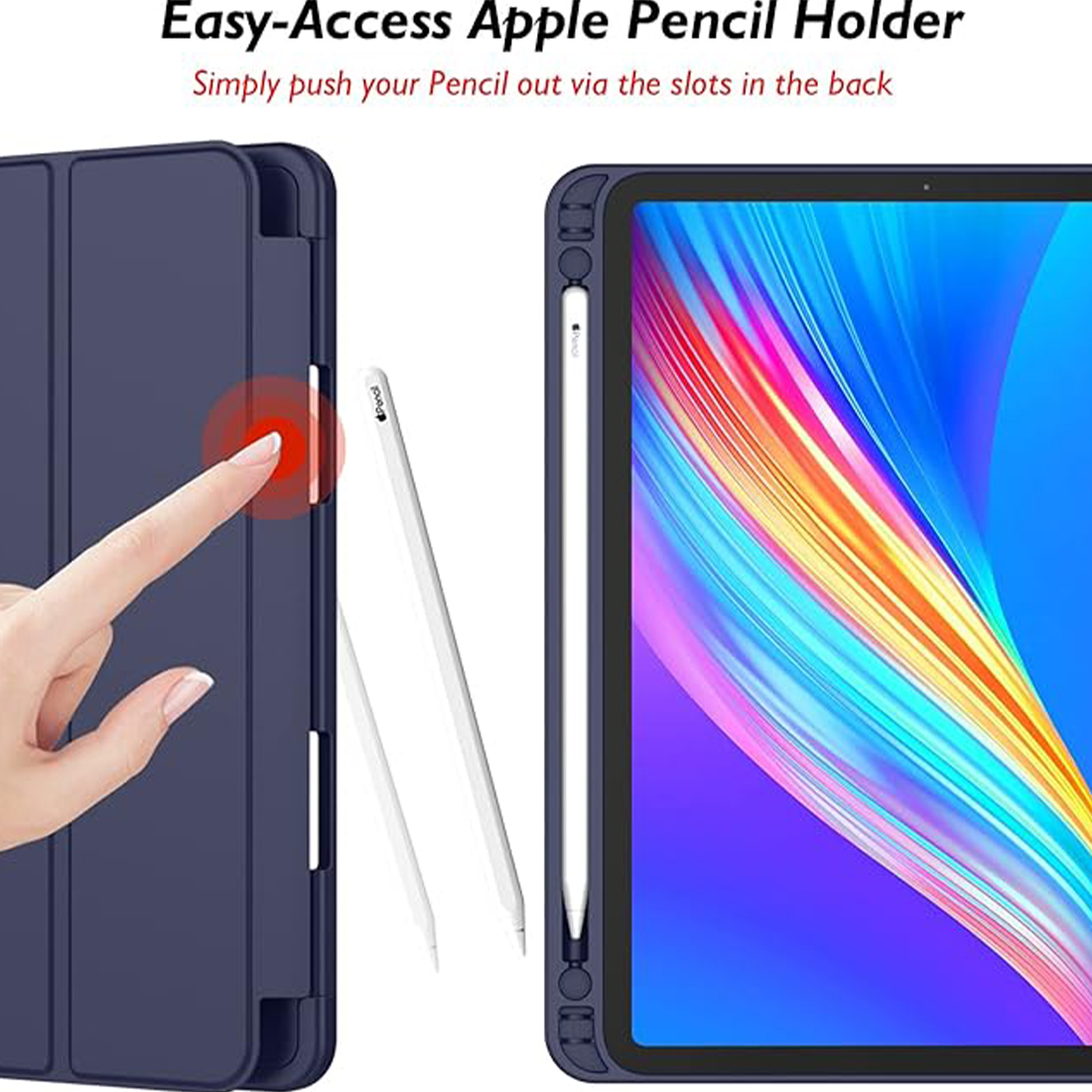 FUNDA CASE PROTECTOR IPAD PRO DE 12.9' (6/5/4 GEN) CON SOPORTE LÁPIZ - AZUL OSCURO - 3