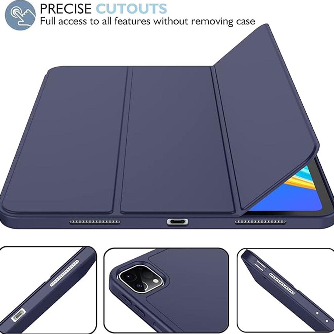 FUNDA CASE PROTECTOR IPAD PRO DE 12.9' (6/5/4 GEN) CON SOPORTE LÁPIZ - AZUL OSCURO - 4