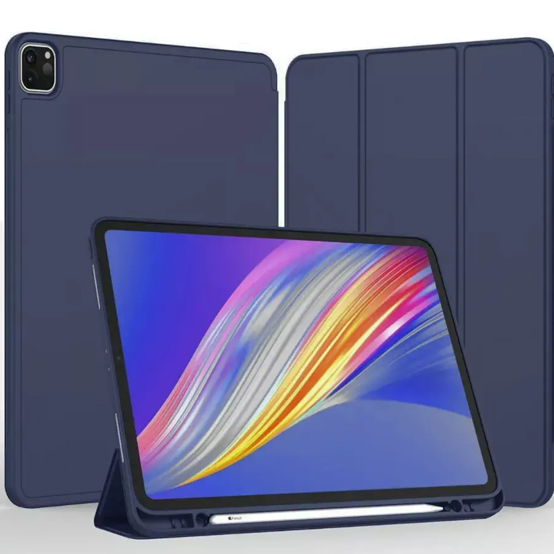 FUNDA CASE PROTECTOR IPAD PRO DE 11' M2 (2020/2021/2022) CON SOPORTE LÁPIZ - AZUL OSCURO - 2