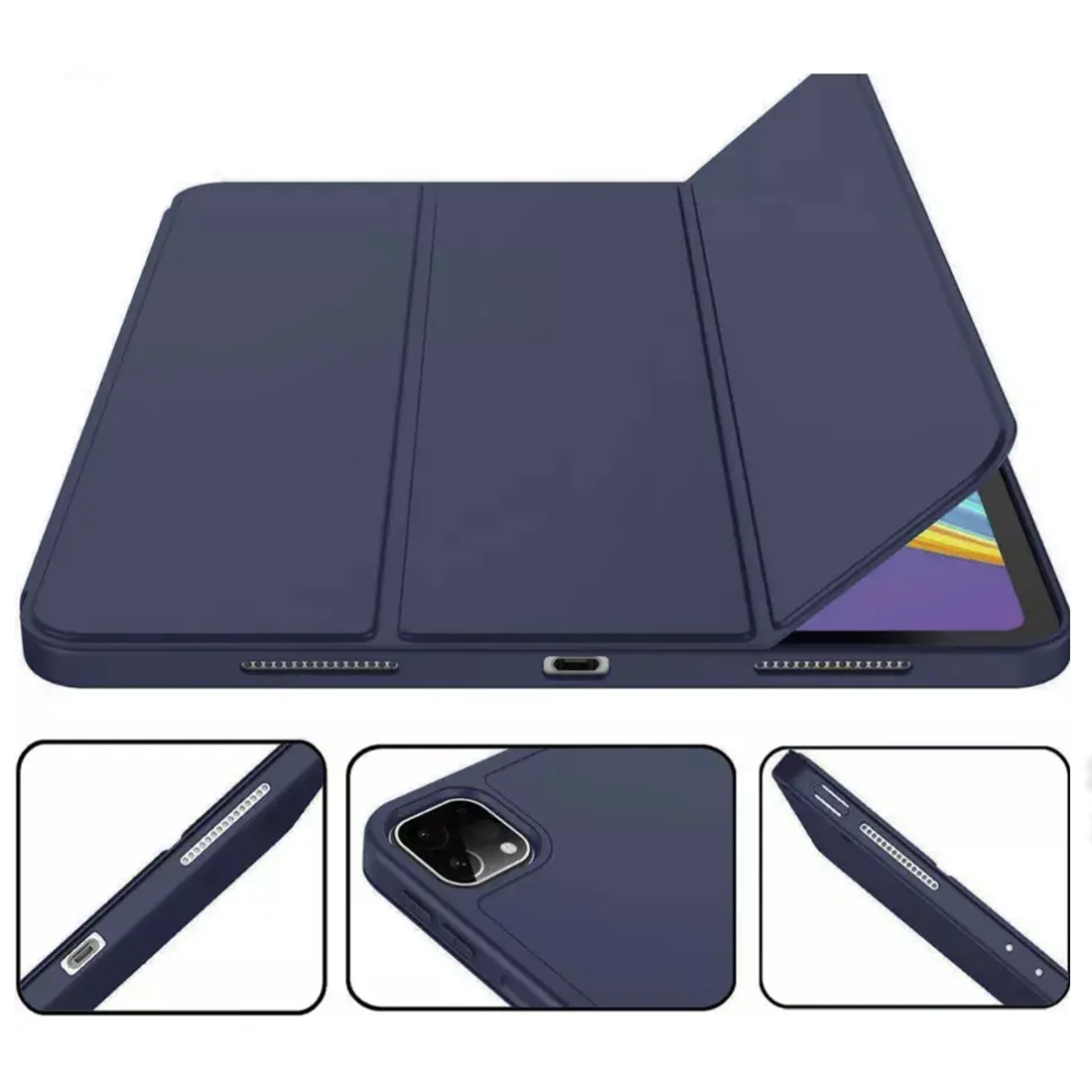 FUNDA CASE PROTECTOR IPAD PRO DE 11' M2 (2020/2021/2022) CON SOPORTE LÁPIZ - AZUL OSCURO - 4