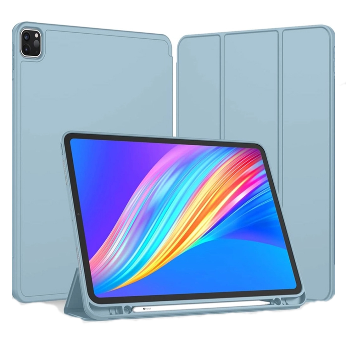 FUNDA CASE PROTECTOR IPAD PRO DE 11' M2 (2020/2021/2022) CON SOPORTE LÁPIZ - CELESTE - 1
