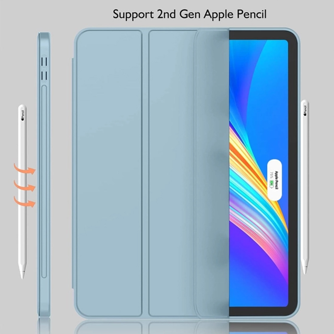 FUNDA CASE PROTECTOR IPAD PRO DE 11' M2 (2020/2021/2022) CON SOPORTE LÁPIZ - CELESTE - 2