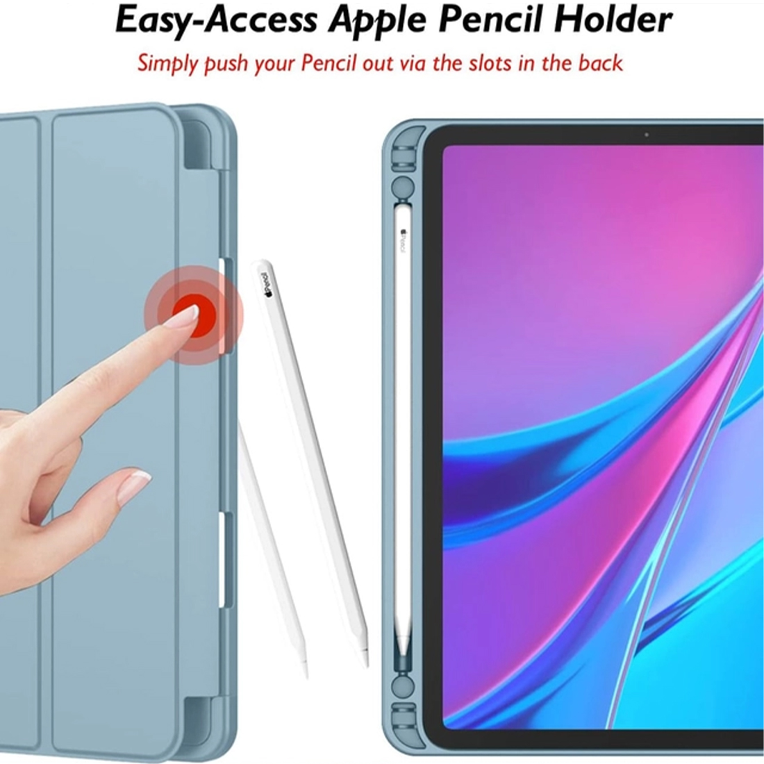 FUNDA CASE PROTECTOR IPAD PRO DE 11' M2 (2020/2021/2022) CON SOPORTE LÁPIZ - CELESTE - 3