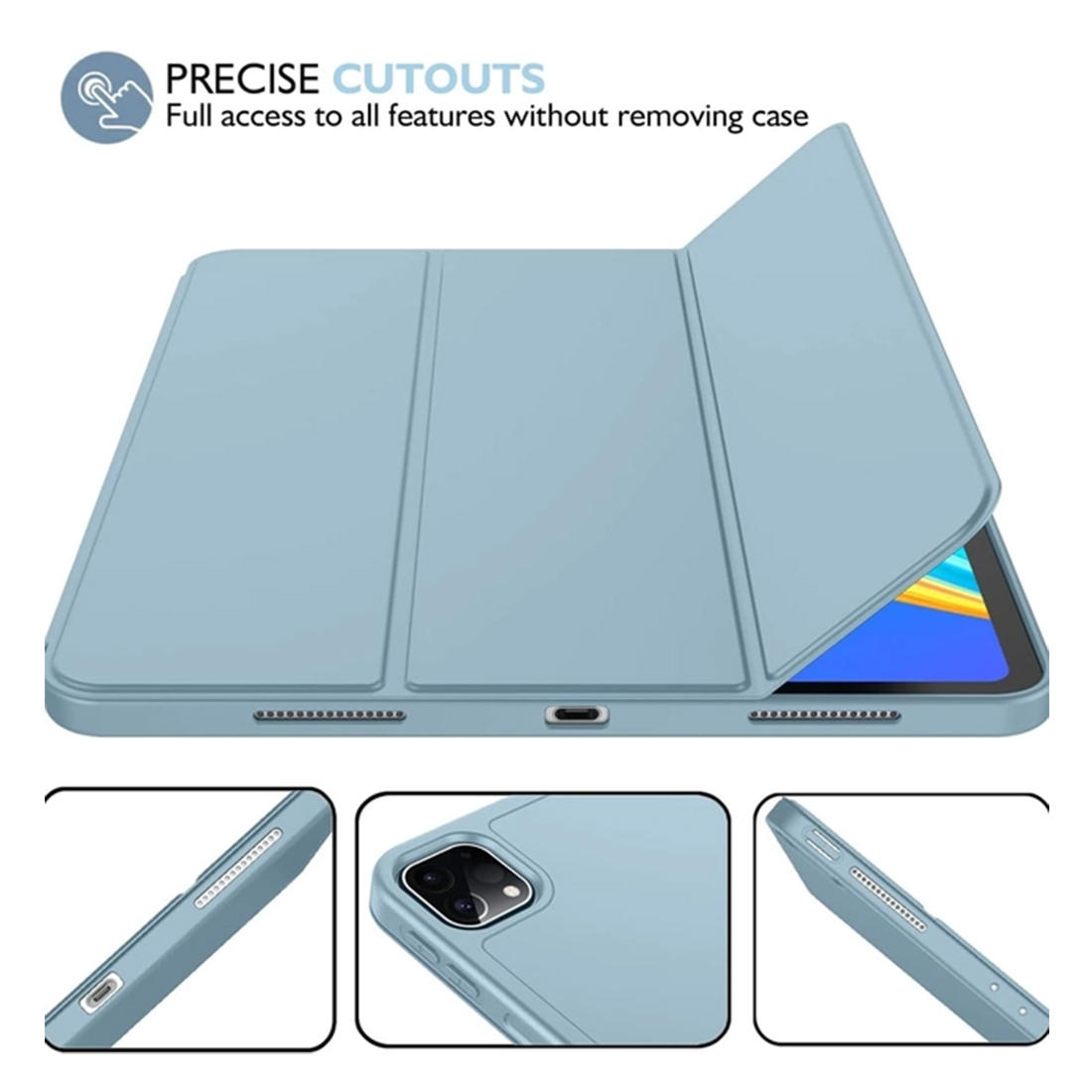 FUNDA CASE PROTECTOR IPAD PRO DE 11' M2 (2020/2021/2022) CON SOPORTE LÁPIZ - CELESTE - 5