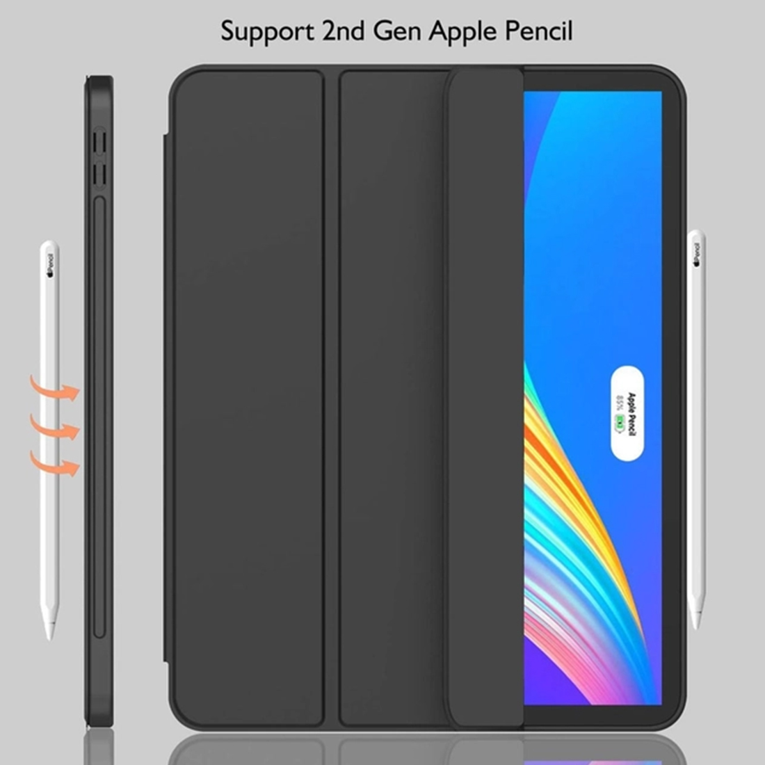 FUNDA CASE PROTECTOR IPAD PRO DE 11' M2 (2020/2021/2022) CON SOPORTE LÁPIZ - NEGRO - 3