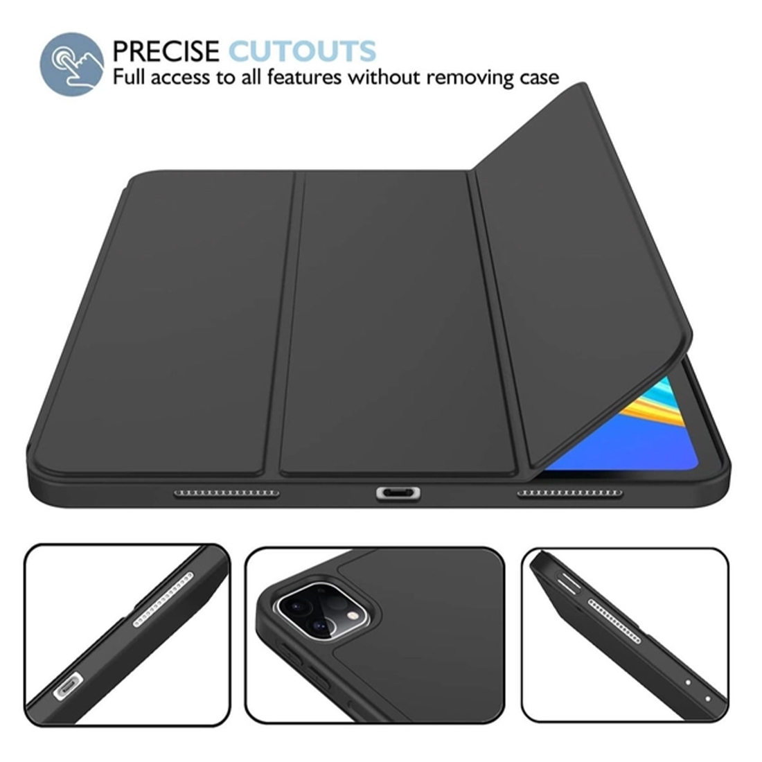 FUNDA CASE PROTECTOR IPAD PRO DE 11' M2 (2020/2021/2022) CON SOPORTE LÁPIZ - NEGRO - 4