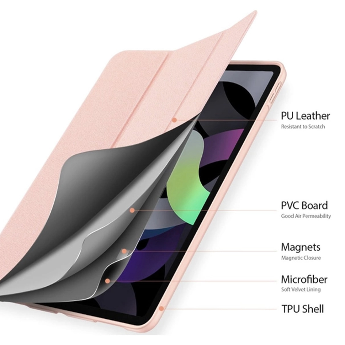 FUNDA CASE PROTECTOR IPAD PRO DE 11' M2 (2020/2021/2022) CON SOPORTE LÁPIZ - ROSADO - 3