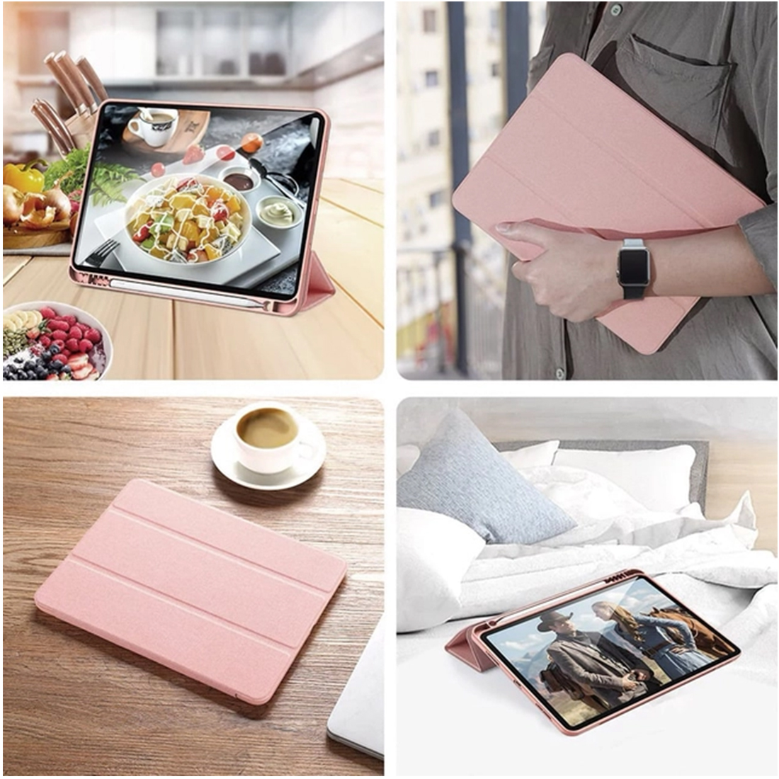 FUNDA CASE PROTECTOR IPAD PRO DE 11' M2 (2020/2021/2022) CON SOPORTE LÁPIZ - ROSADO - 6