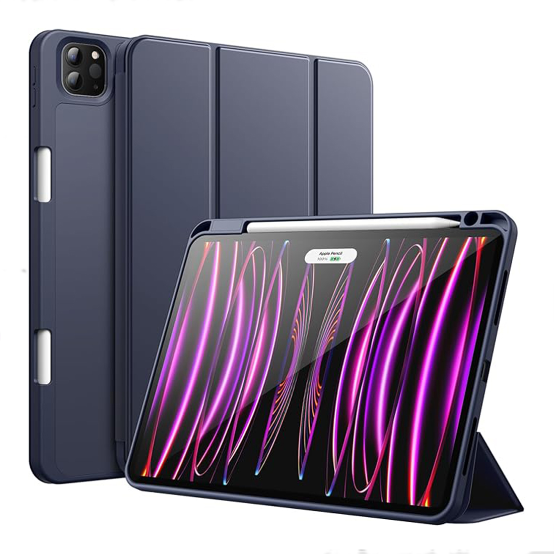 FUNDA CASE PROTECTOR DE LUJO CON SOPORTE DE LAPIZ PARA IPAD PRO 11' M1 M2 2020/2021/2022 - AZUL OSCURO - 1