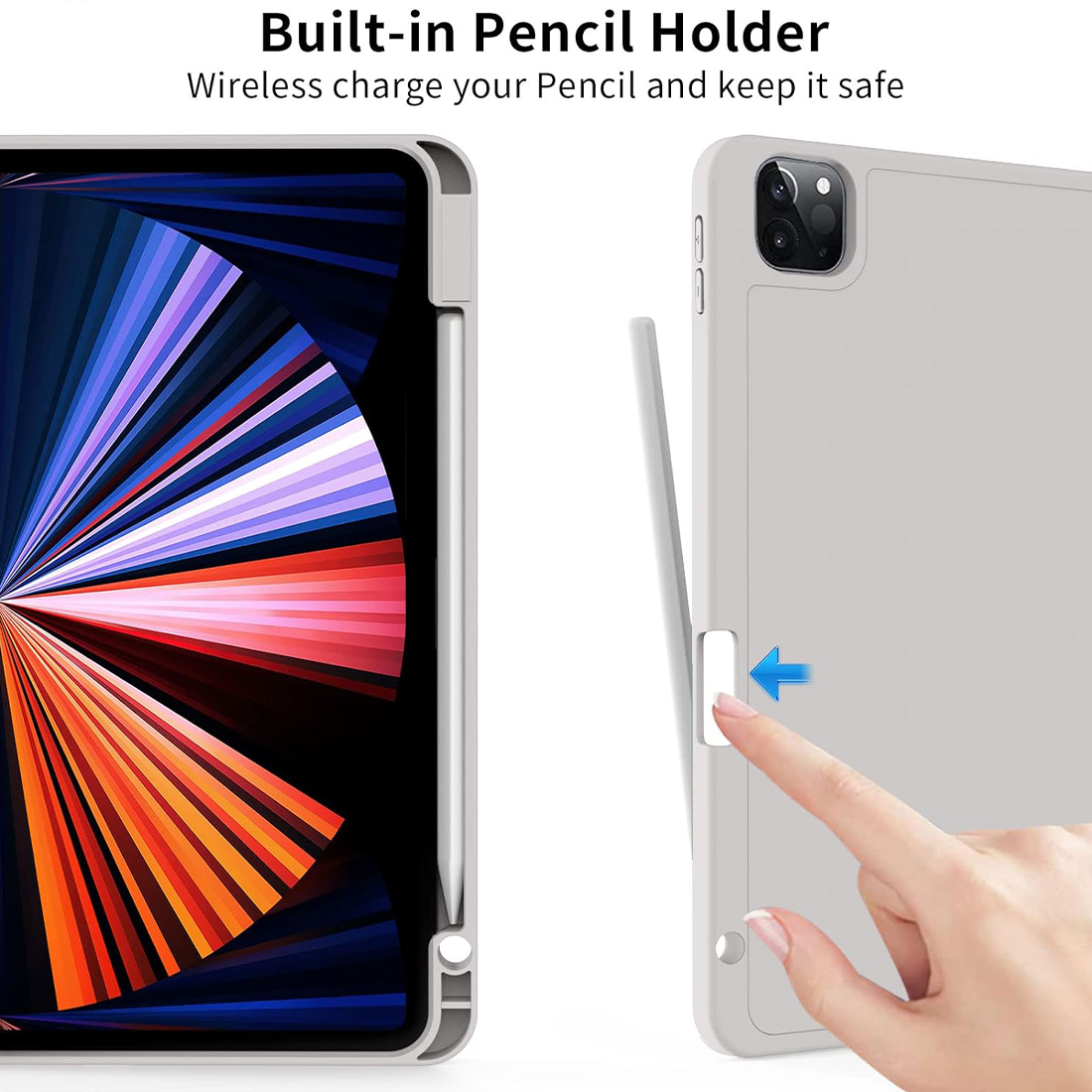FUNDA CASE PROTECTOR DE LUJO CON SOPORTE DE LAPIZ PARA IPAD PRO 11' M1 M2 2020/2021/2022 - GRIS - 5