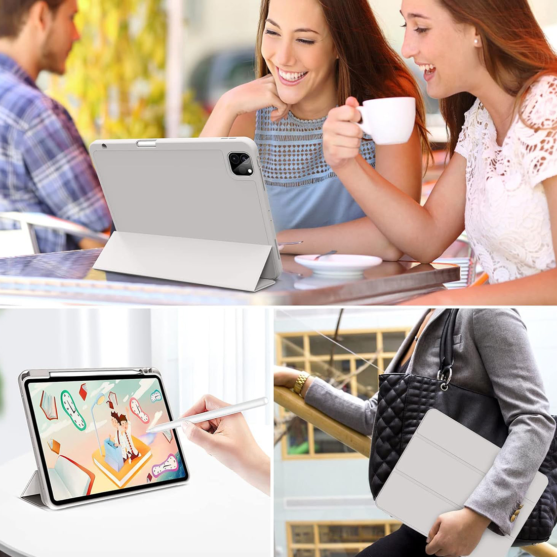 FUNDA CASE PROTECTOR DE LUJO CON SOPORTE DE LAPIZ PARA IPAD PRO 11' M1 M2 2020/2021/2022 - GRIS - 7
