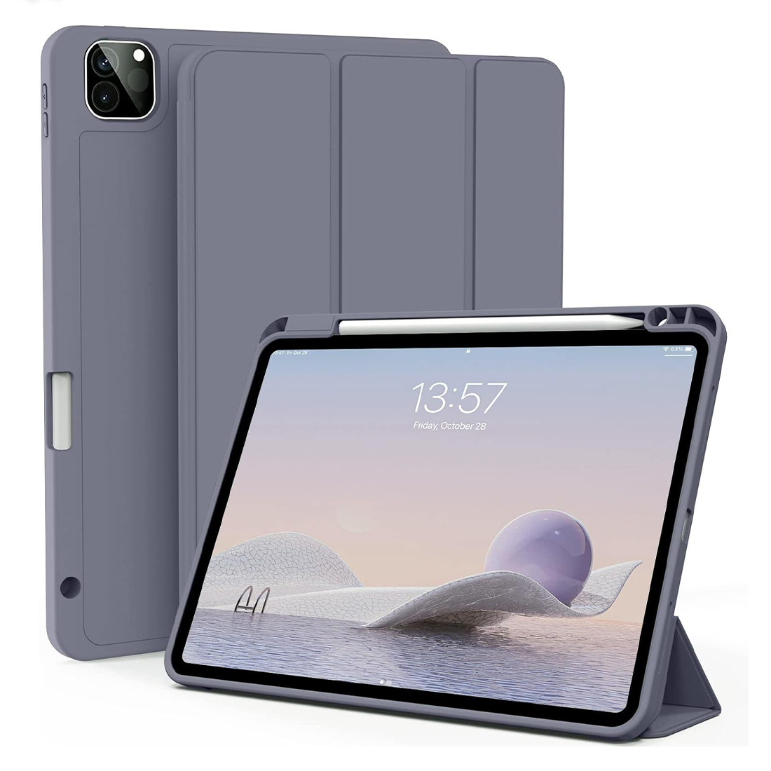 FUNDA CASE PROTECTOR DE LUJO CON SOPORTE DE LAPIZ PARA IPAD PRO 11' M1 M2  2020/2021/2022 - LAVANDA - 1