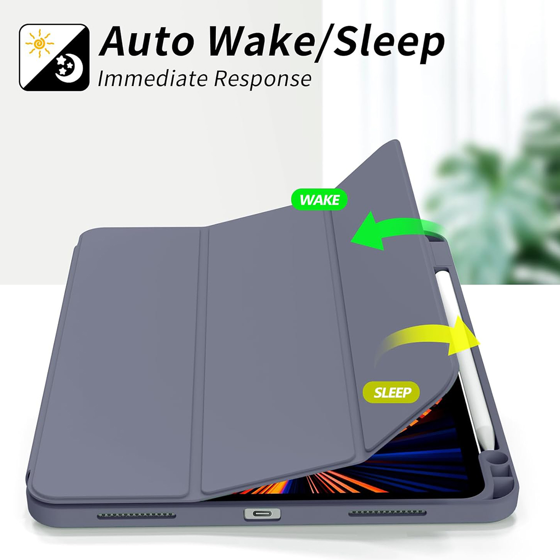 FUNDA CASE PROTECTOR DE LUJO CON SOPORTE DE LAPIZ PARA IPAD PRO 11' M1 M2  2020/2021/2022 - LAVANDA - 3