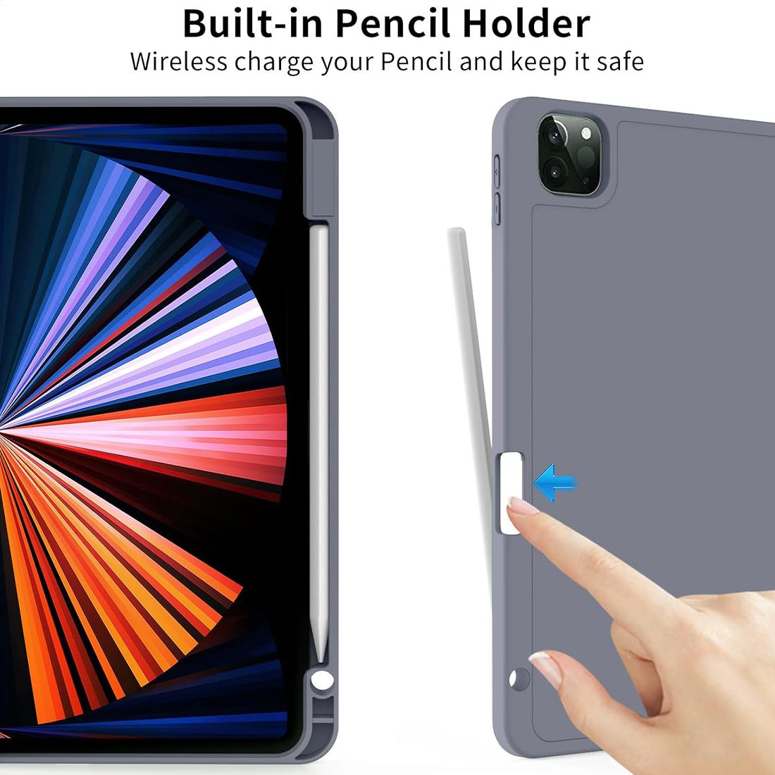 FUNDA CASE PROTECTOR DE LUJO CON SOPORTE DE LAPIZ PARA IPAD PRO 11' M1 M2  2020/2021/2022 - LAVANDA - 5