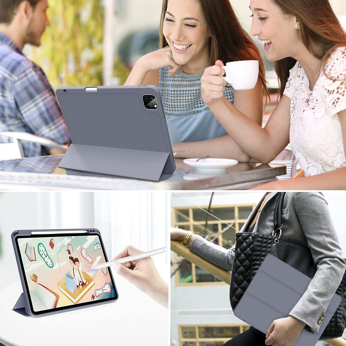 FUNDA CASE PROTECTOR DE LUJO CON SOPORTE DE LAPIZ PARA IPAD PRO 11' M1 M2  2020/2021/2022 - LAVANDA - 7