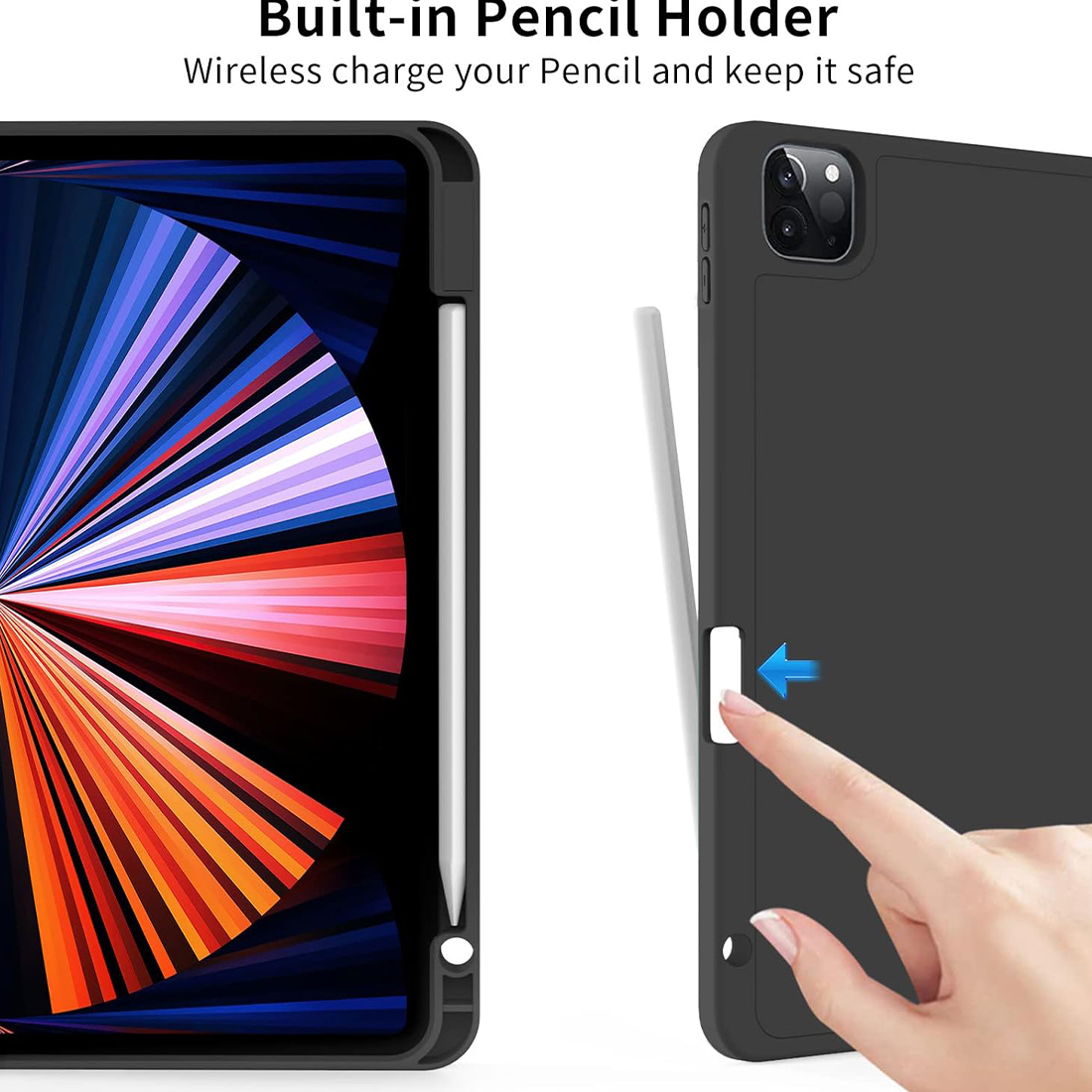 FUNDA CASE PROTECTOR DE LUJO CON SOPORTE DE LAPIZ PARA IPAD PRO 11' M1 M2  2020/2021/2022 - NEGRO - 5