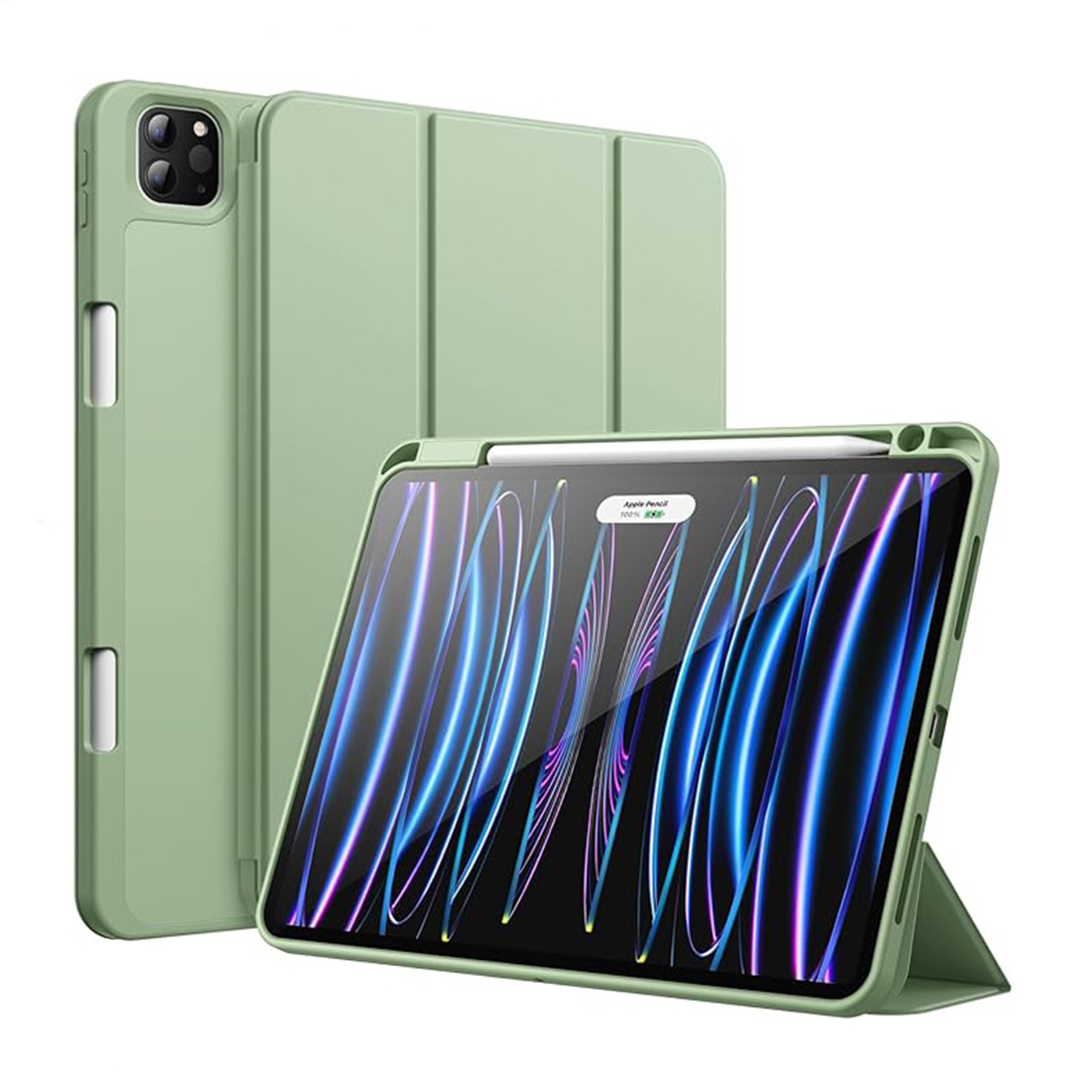 FUNDA CASE PROTECTOR DE LUJO CON SOPORTE DE LAPIZ PARA IPAD PRO 11' M1 M2  2020/2021/2022 - VERDE CLARO - 1