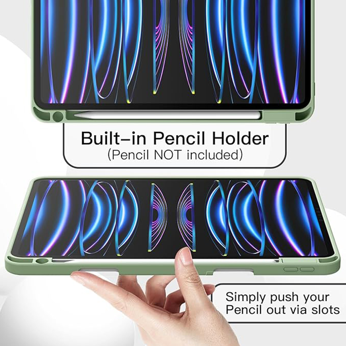 FUNDA CASE PROTECTOR DE LUJO CON SOPORTE DE LAPIZ PARA IPAD PRO 11' M1 M2  2020/2021/2022 - VERDE CLARO - 5