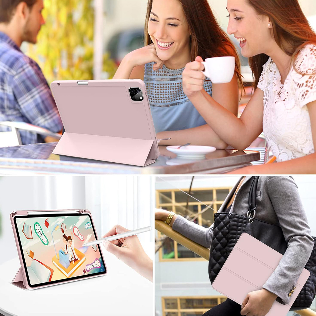 FUNDA CASE PROTECTOR DE LUJO CON SOPORTE DE LAPIZ PARA IPAD PRO 11' M1 M2  2020/2021/2022 - VERDE CLARO - 7