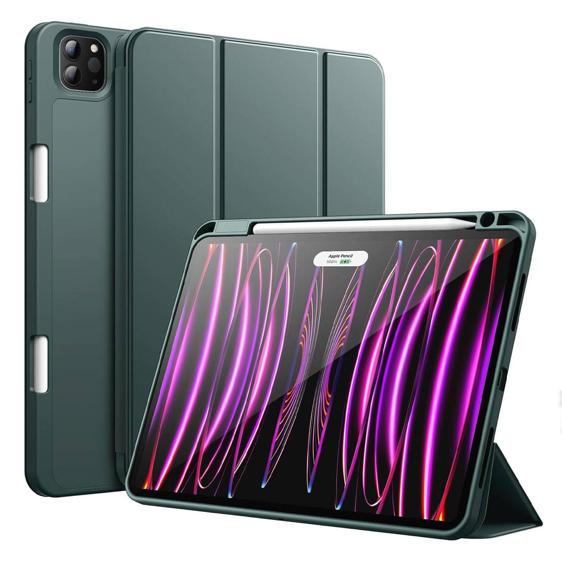 FUNDA CASE PROTECTOR DE LUJO CON SOPORTE DE LAPIZ PARA IPAD PRO 11' M1 M2 2020/2021/2022 - VERDE OSCURO - 1