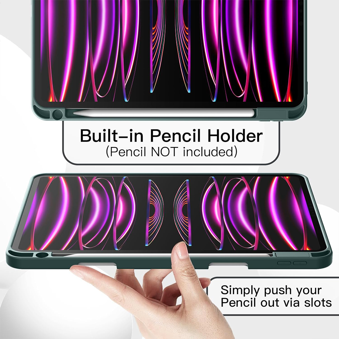 FUNDA CASE PROTECTOR DE LUJO CON SOPORTE DE LAPIZ PARA IPAD PRO 11' M1 M2 2020/2021/2022 - VERDE OSCURO - 5
