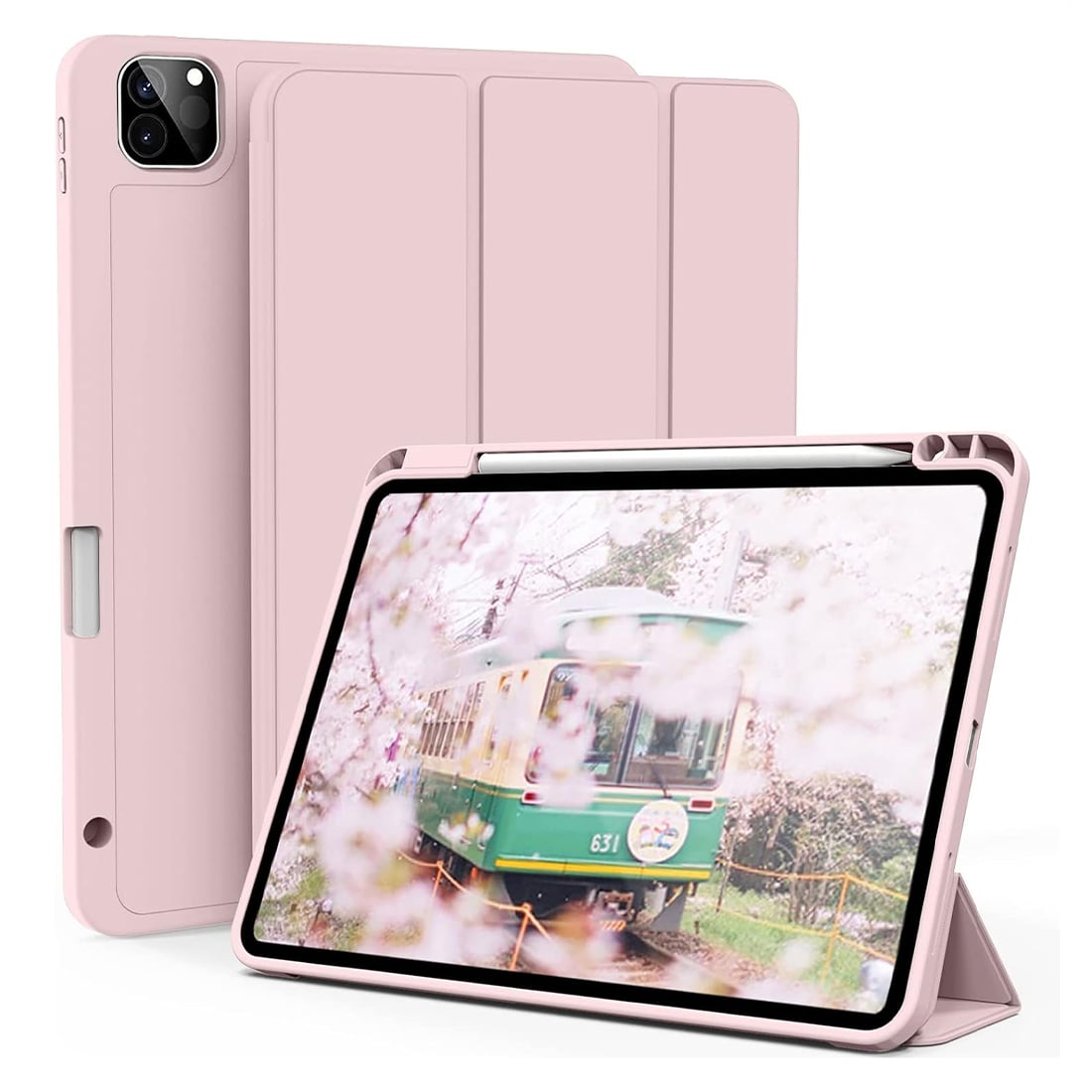 FUNDA CASE PROTECTOR DE LUJO CON SOPORTE DE LAPIZ PARA IPAD PRO 11' M1 M2 2020/2021/2022 - ROSADO - 1